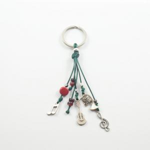 Keyring Green Motifs Silver