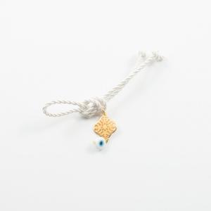 Talisman Cord White Cross Gold
