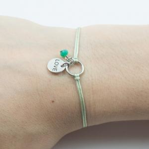 Bracelet Light Green-Motif "Love"