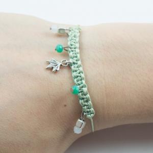 Bracelet Light Green-Leaf Silver