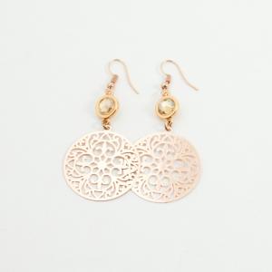 Earring PInk Gold Crystal Honey