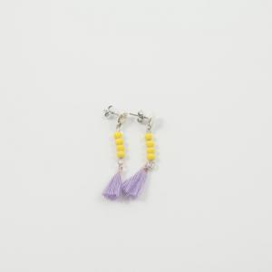 Earring Silver Beads Yellow
