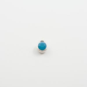 Ασημί Μενταγιόν Μπλε Όπαλ 1.5x1.2cm
