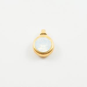 Gold Pendant White Opal 1.5x1.2cm