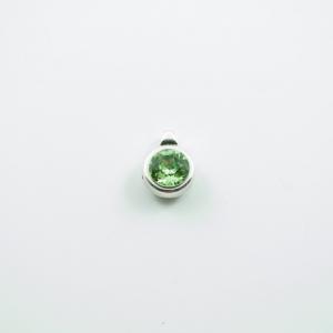 Silver Pendant Green 1.5x1.2cm