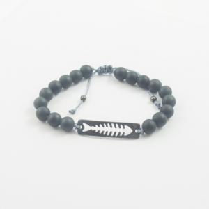 Bracelet Plate Fishbone Black