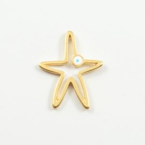 Metallic Starfish Gold Eye White