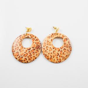 Σκουλαρίκια  Ξύλινα "Leopard"