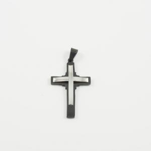 Cross Silver Black 4.9x2.5cm