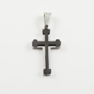 Cross Silver Black 4.2x1.8cm