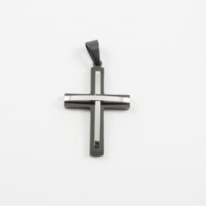 Cross Silver Black 4.6x2.5cm