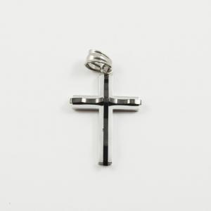 Cross Silver Black 3.5x2cm