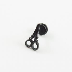 Steel Earring Scissor Black