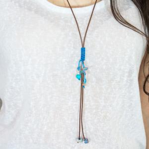 Necklace Brown Starfish Oxidized Blue