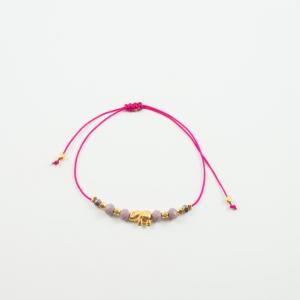 Βραχιόλι Ποδιού Φούξια Ελέφαντας Χρυσός