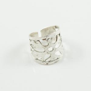 Metallic Perforated Ring Silver