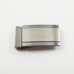 Belt Buckle Silver-Black 7.6x3.9cm