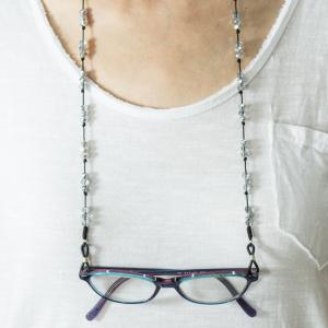 Eyewear Chain Glass Beads Silver