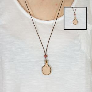 Κολιέ Καφέ Ξύλινη Ρακέτα Καφέ