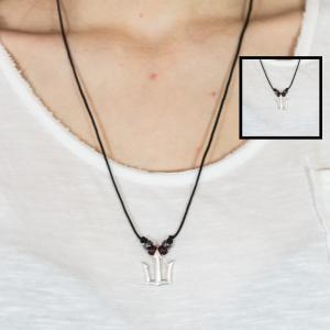 Necklace Black Trident Silver