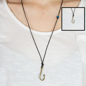 Necklace Black Anchor Bronze