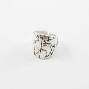 Metal Ring Earth Silver 2.3x2cm