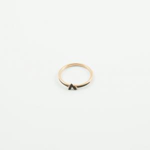 Steel Ring Pink Gold Small V
