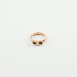 Steel Ring Pink Gold Twins