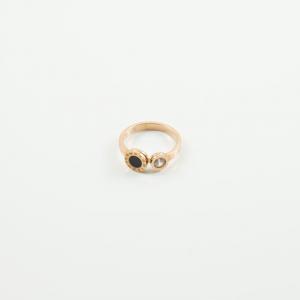 Steel Ring Pink Gold Two Circles