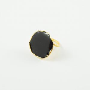 Ring Enamel Black 2.8cmx2.9cm