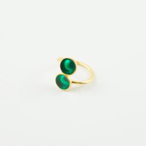 Δαχτυλίδι Σμάλτο Πράσινο Διπλό