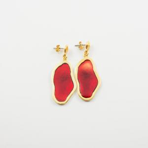 Oval Earrings Enamel Red