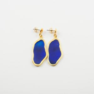Oval Earrings Enamel Blue