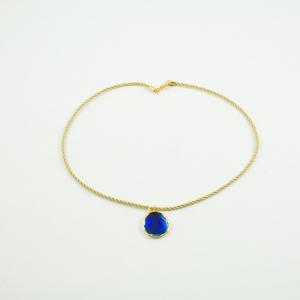 Round Necklace Enamel Blue