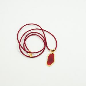 Oval Necklace Enamel Red