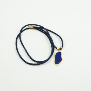 Oval Necklace Enamel Blue