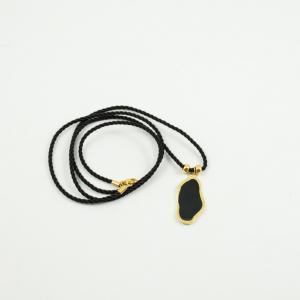 Oval Necklace Enamel Black
