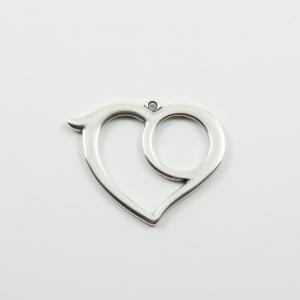 Metallic "19" Heart Silver 4x3.3cm