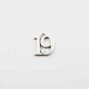 Metallic "19" Silver 2x1.6cm