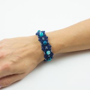 Macrame Bracelet Blue Beads