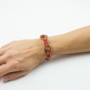 Macrame Bracelet Brown Coral Beads