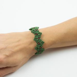 Macrame Bracelet Green Beads