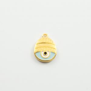 Metallic Eye Enamel Seafoam Pendant