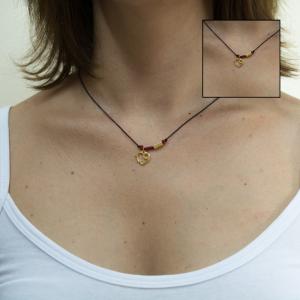 Necklace "19" Heart Gold Bordeaux