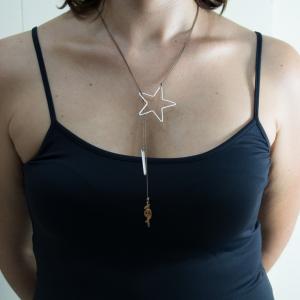 Necklace Beige "19" Star Silver