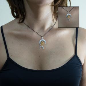 Necklace "19" Crescent Moon Silver Gold