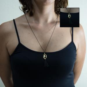 Necklace Black "19" Gold  Tassel