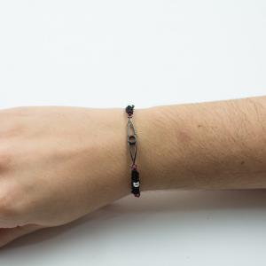 Βραχιόλι Μπορντώ "19" Μάτι Black Μακραμέ