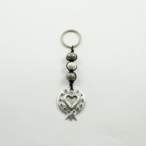 Charm Key Ring Pomegranate Silver Beads