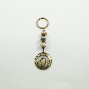 Charm Key Ring Horseshoe Bronze Beads